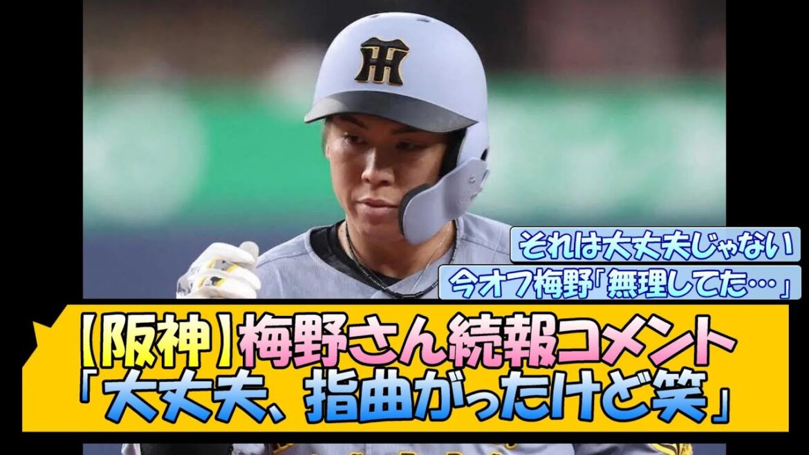 【阪神】梅野さん続報コメント「大丈夫、指曲がったけど笑」