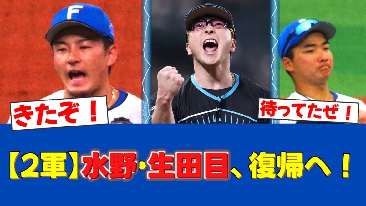 【朗報だ!!】ハムの仕事人コンビ!水野達稀&生田目翼が17日2軍戦で実戦復帰へ!【日ハムファンの反応】【F速報】 【朗報だ!!】ハムの仕事人コンビ!水野達稀&生田目翼が17日2軍戦で実戦復帰へ!【日ハムファンの反応】【F速報】
