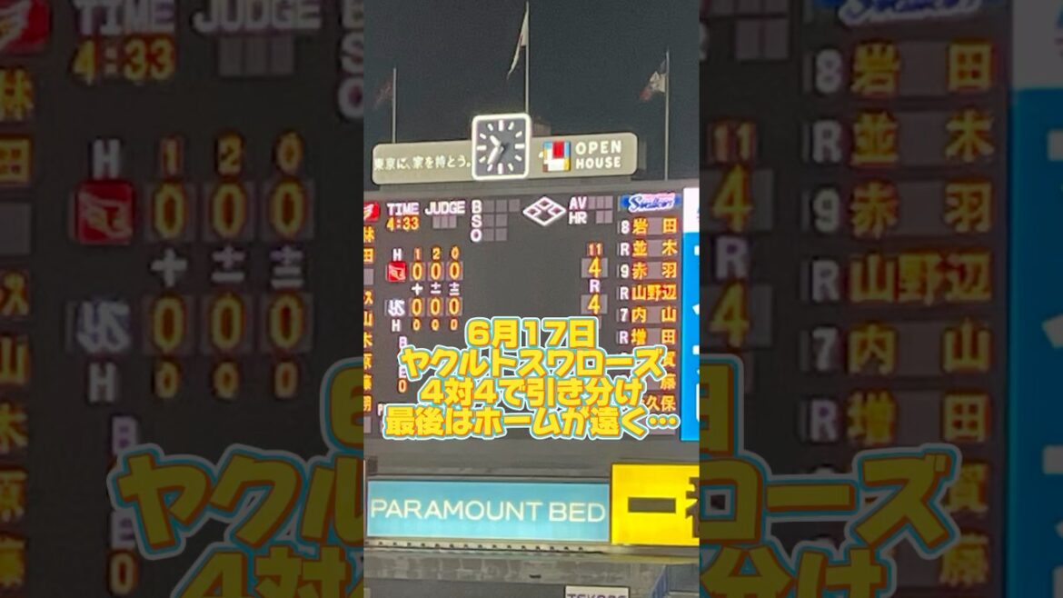 引き分けに等しい引き分け #わけほー #東京ヤクルトスワローズ #プロ野球 #わのけ #自称野球評論家 #swallows #内山壮真 選手！#金久保優斗 投手 #引き分け