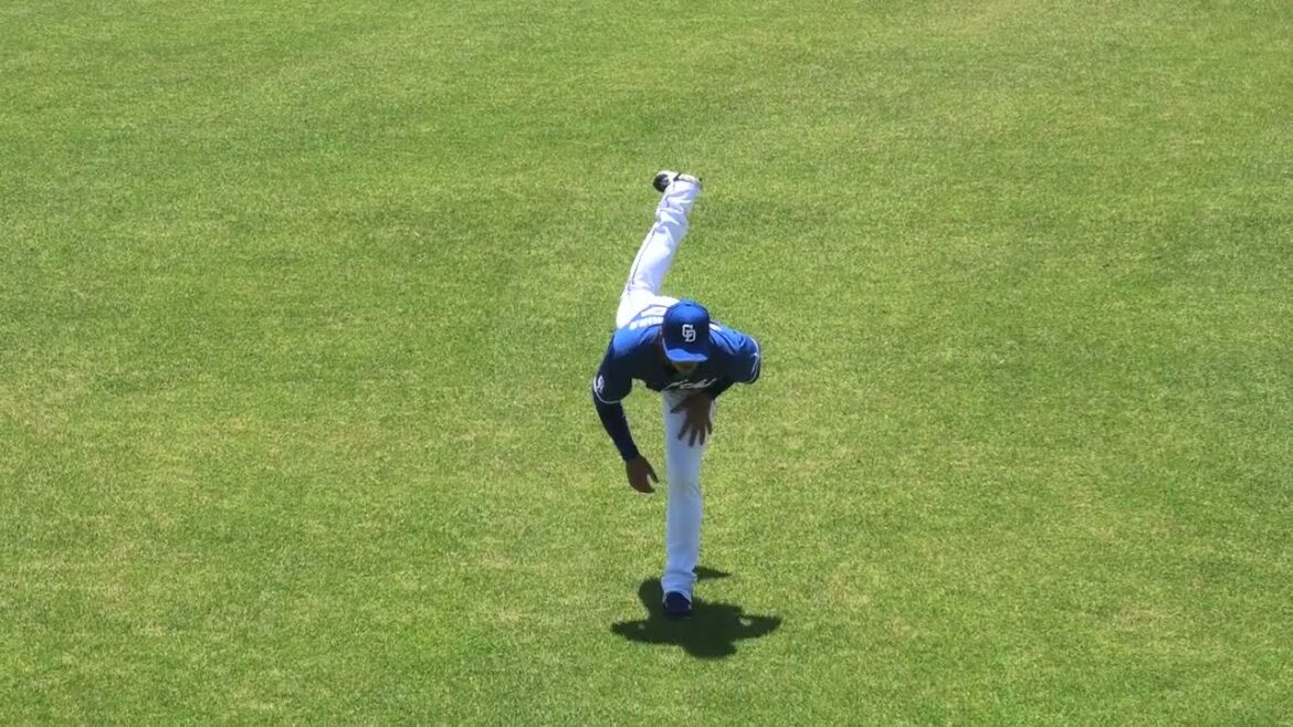 中日ドラゴンズ 松木平優太投手 先発投手の試合開始前ウォーミングアップ 2025/6/17 ちゅ～るスタジアム