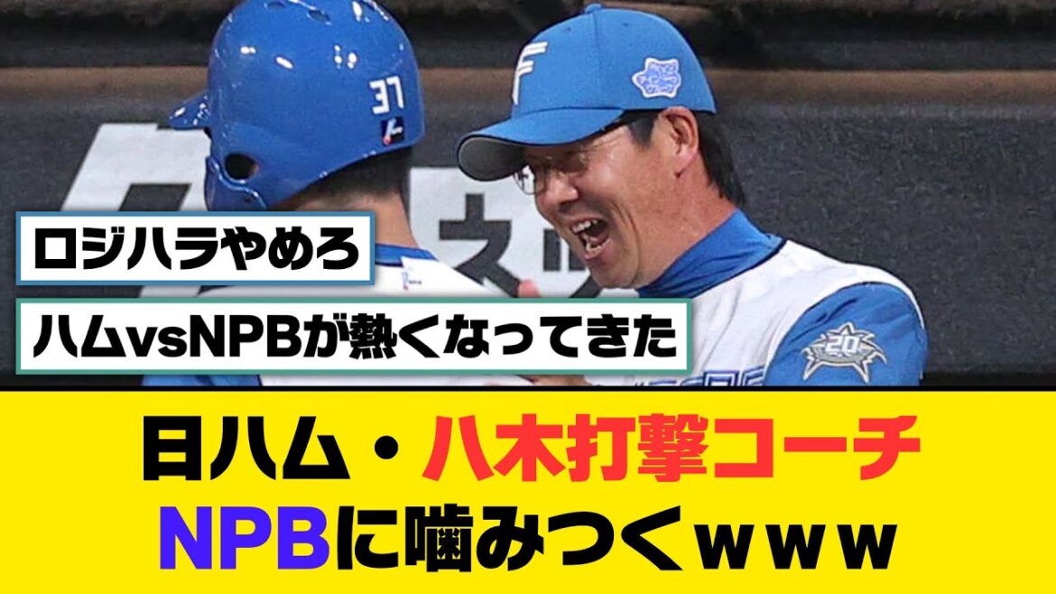 日ハム・八木打撃コーチ、NPBに噛みつくｗｗｗ【5ch/2ch】【なんj/なんg】【反応集】