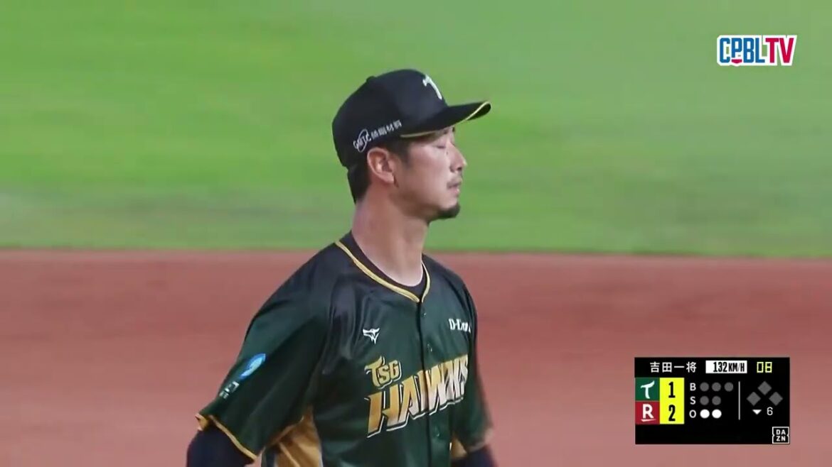 06/22 台鋼 VS 樂天 六局下，吉田一将單局投出2K壓制樂天打線，不給樂天擴大分差的機會