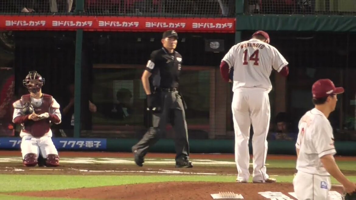 2025年6月4日交流戦 東北楽天・則本 昂大 投手の準備投球（ボールデッド中)