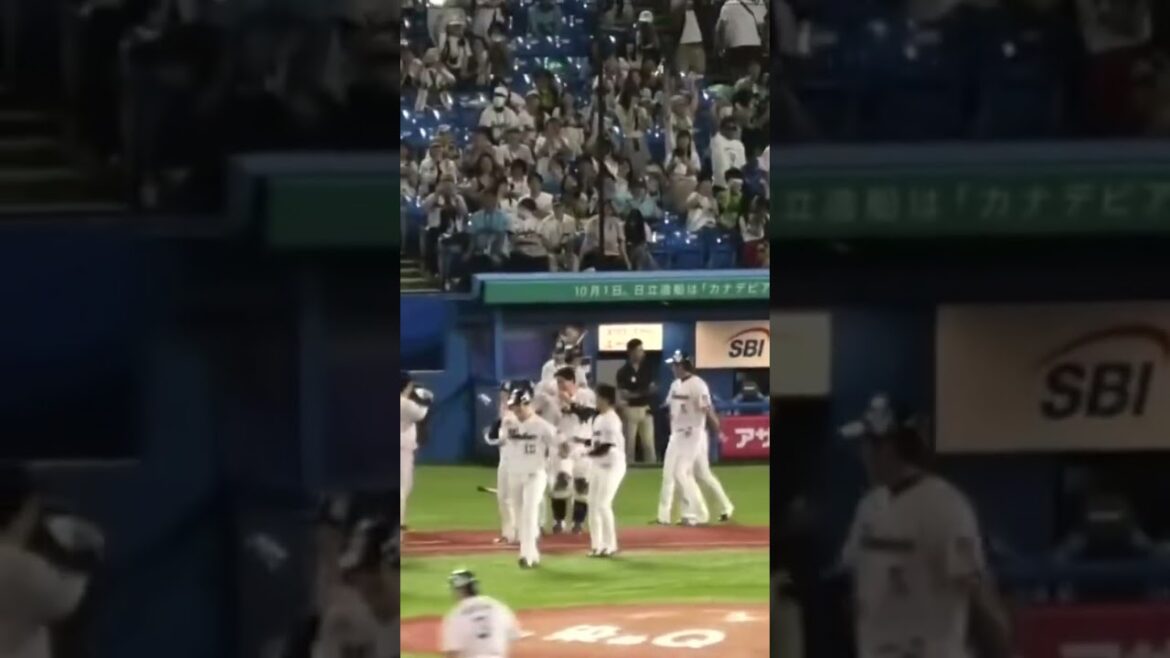 オスナ、サンタナに祝福の水をかけられるw #東京ヤクルトスワローズ #shorts