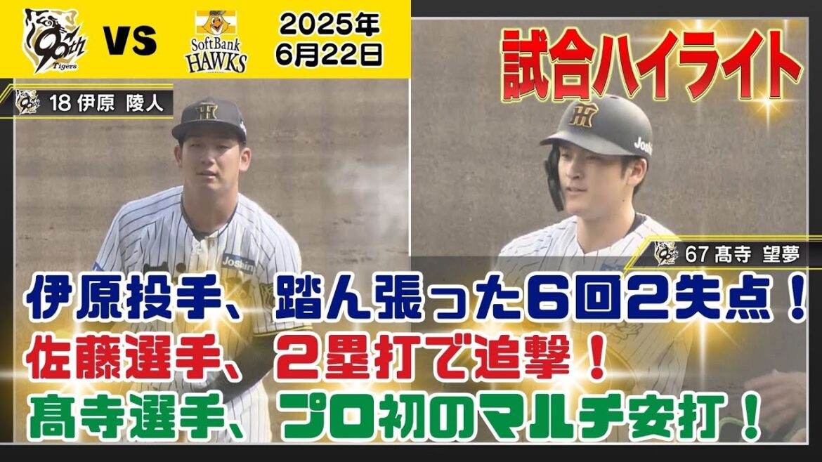 【6/22 阪神-ソフトバンク ハイライト】伊原投手 踏ん張った6回2失点の好投!(2025年6月21日 阪神-ソフトバンク) #サンテレビボックス席 【6/22 阪神-ソフトバンク ハイライト】伊原投手 踏ん張った6回2失点の好投!(2025年6月21日 阪神-ソフトバンク) #サンテレビボックス席