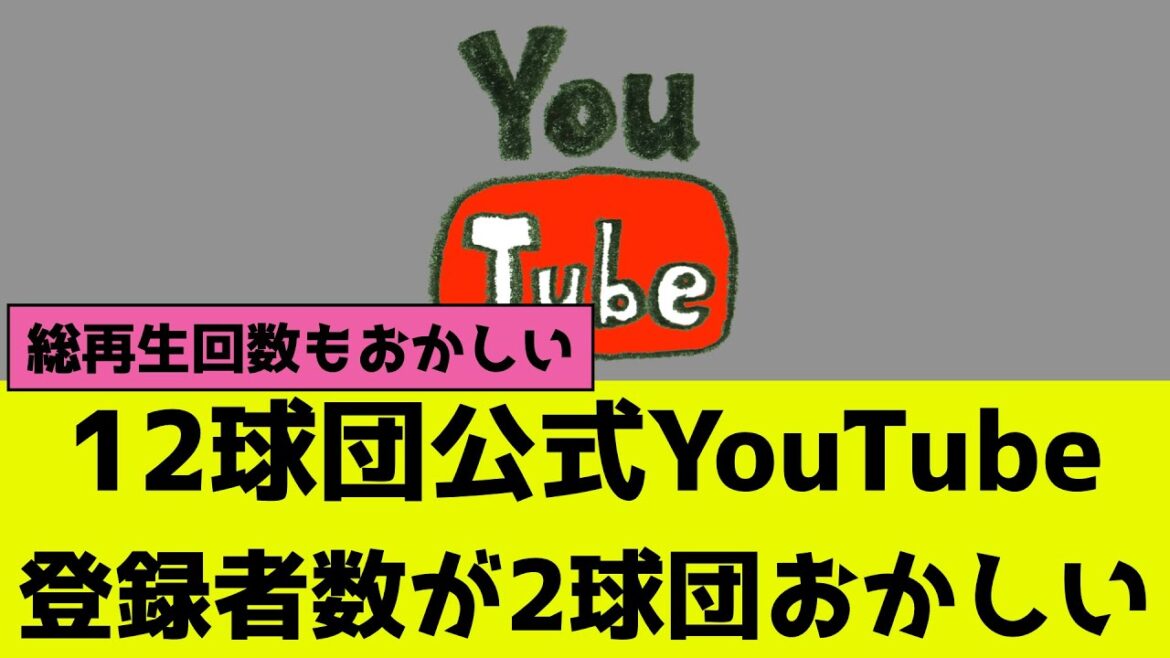 プロ野球12球団の公式YouTube、チャンネル登録者数が2球団おかしい