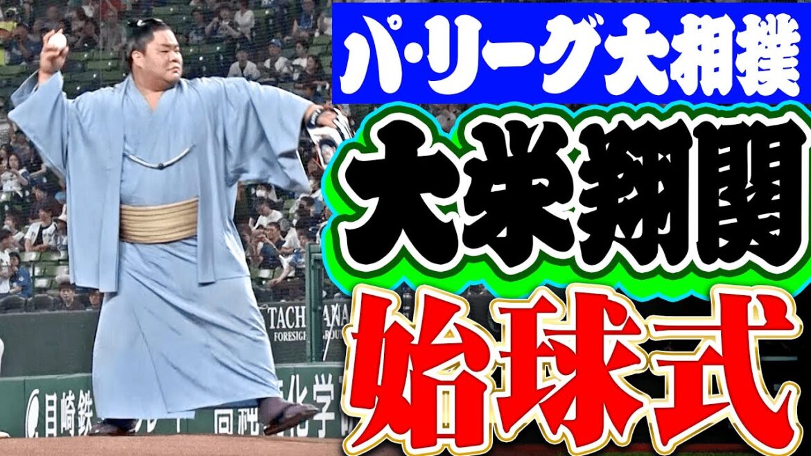 【土はついてない!】大栄翔関がセレモ二アルピッチに登場!!【パ・リーグ大相撲】
