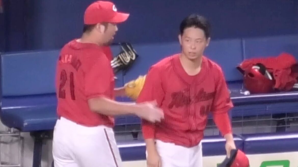 6回裏、中﨑が無死1.2塁の大ピンチを見事な火消しの瞬間の玉村昇悟！カープナインから讃える中﨑翔太！広島東洋カープvs中日ドラゴンズ 2025年6月28日