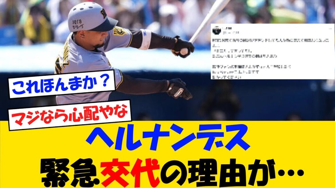 阪神・ヘルナンデス途中交代の理由、これか・・・【野球情報】【2ch 5ch】【なんJ なんG反応】【野球スレ】