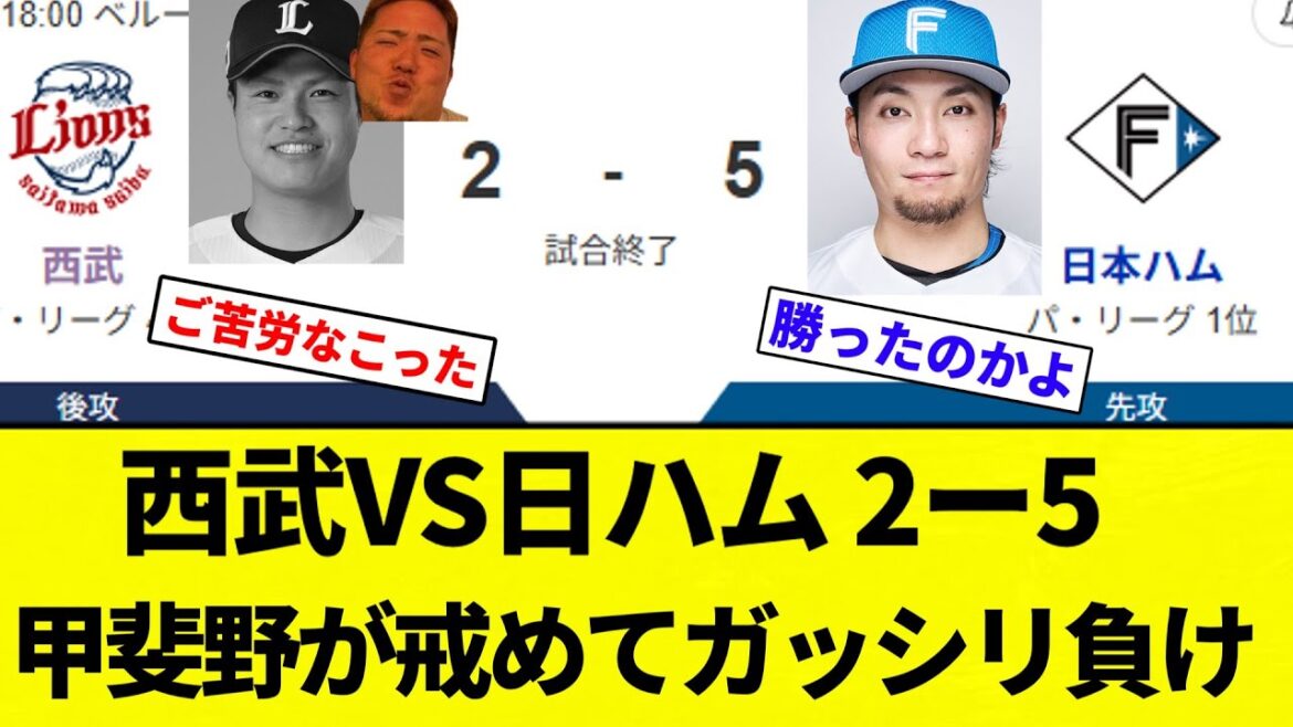 【甲斐野 戒める】西武VS日ハム 2ー5 甲斐野が戒めてガッシリ負け【プロ野球反応集】【2chスレ】【なんG】