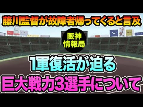 【藤川監督が故障者帰ってくると言及】1軍復活が迫る巨大戦力3選手について【阪神タイガース】 【藤川監督が故障者帰ってくると言及】1軍復活が迫る巨大戦力3選手について【阪神タイガース】