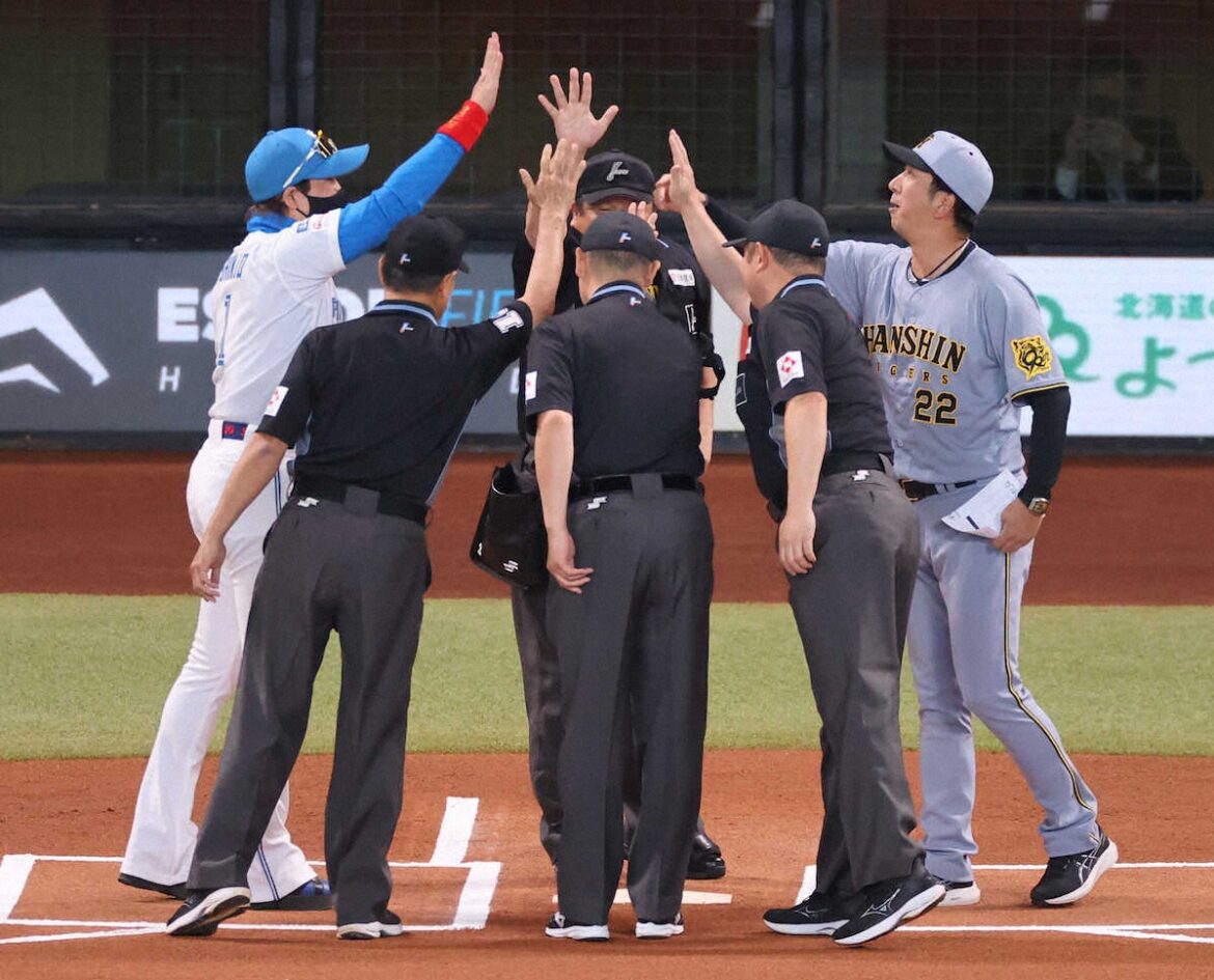 日本ハム・新庄監督 阪神・藤川監督、審判団を巻き込んで円陣からのハイタッチ ファン歓喜「面白過ぎ」（スポニチアネックス） - Yahoo!ニュース - Yahoo!ニュース