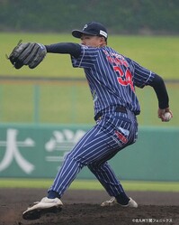 先発し勝ち投手とはならなかったものの7回2失点の好投を見せた北九州下関フェニックス・荒巻