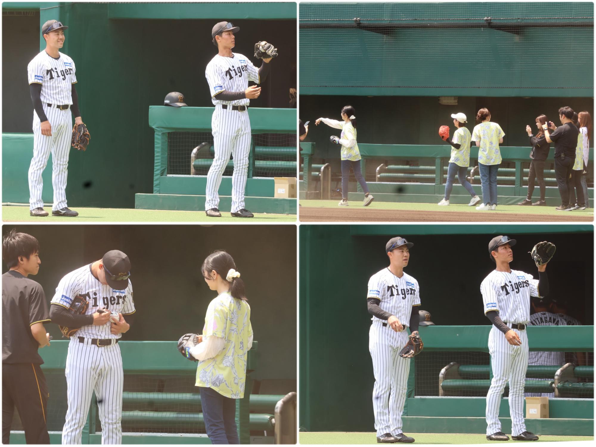 試合前のキャッチボールは佐野大陽と戸井零士が登場