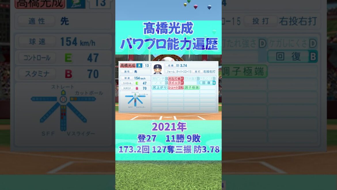 【パワプロ歴代能力】髙橋光成  #パワプロ2025　#西武ライオンズ　#shorts #野球
