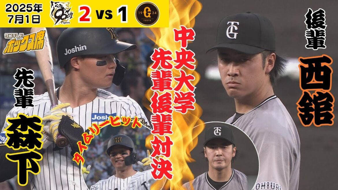 【森下VS西舘 中大対決は森下の勝ち！】先輩森下が意地の追加点タイムリー！（2025年7月1日 阪神－巨人） #サンテレビボックス席