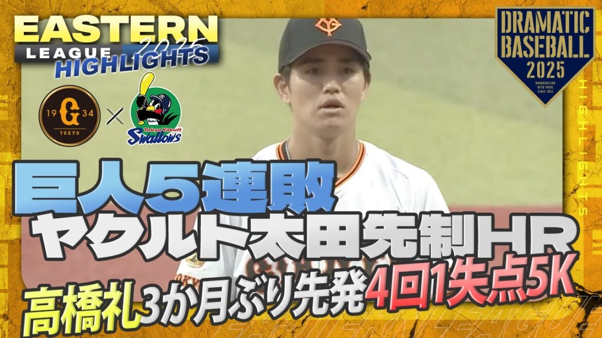 【ハイライト・7/1】巨人5連敗 "高橋礼"3か月ぶり先発4回1失点5K・ヤクルト太田先制弾【巨人×ヤクルト】【イースタン】