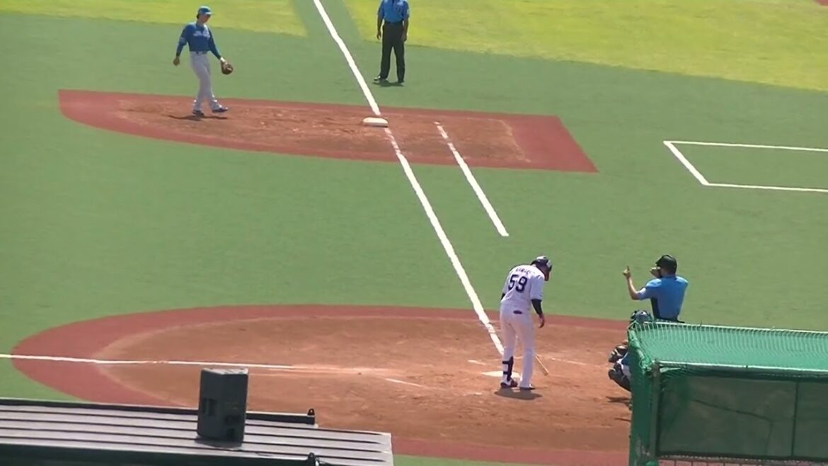 ヤクルト小森航大郎をサードフライに打ち取る逹孝太貴（2024年6月14日 ヤクルトスワローズ対 日本ハムファイターズ）