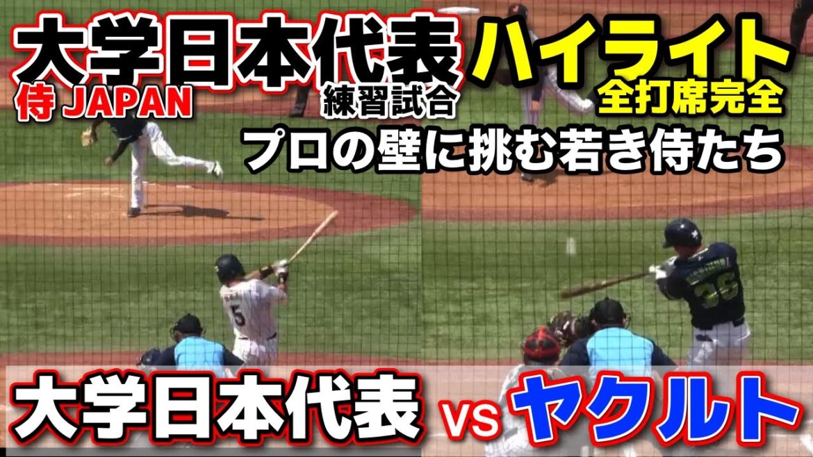 侍ジャパン大学代表 vs ヤクルト  “プロの壁”に挑む若き侍たち！　ヤクルトスワローズ　侍Japan 全打席ハイライト　　2025.7.3