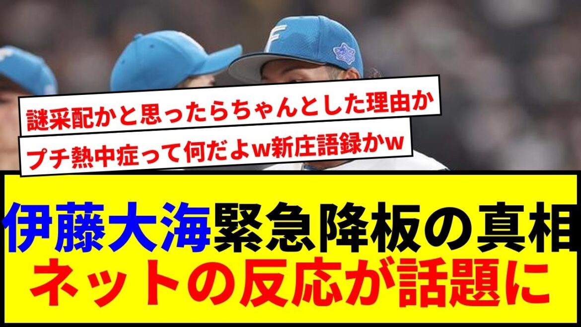 【衝撃】伊藤大海、5回で緊急降板！新庄監督が明かしたまさかの理由『プチ熱中症』にファン騒然www