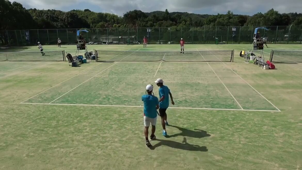 2022年IH テニス 男子ダブルス 1回戦 薦田直哉・河野優 新田(愛媛) vs 窪田晃大・田中優次 広島国際学院(広島)