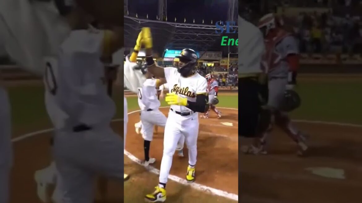 Jonrón con las bases llenas de Aderlin Rodríguez #aguilascibaenas