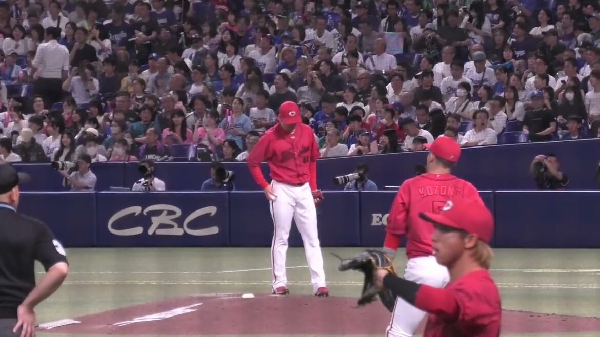 中日ドラゴンズ ラッキーセブン 燃えよドラゴンズの後に広島東洋カープ 島内颯太郎投手 投球練習 2025/6/27