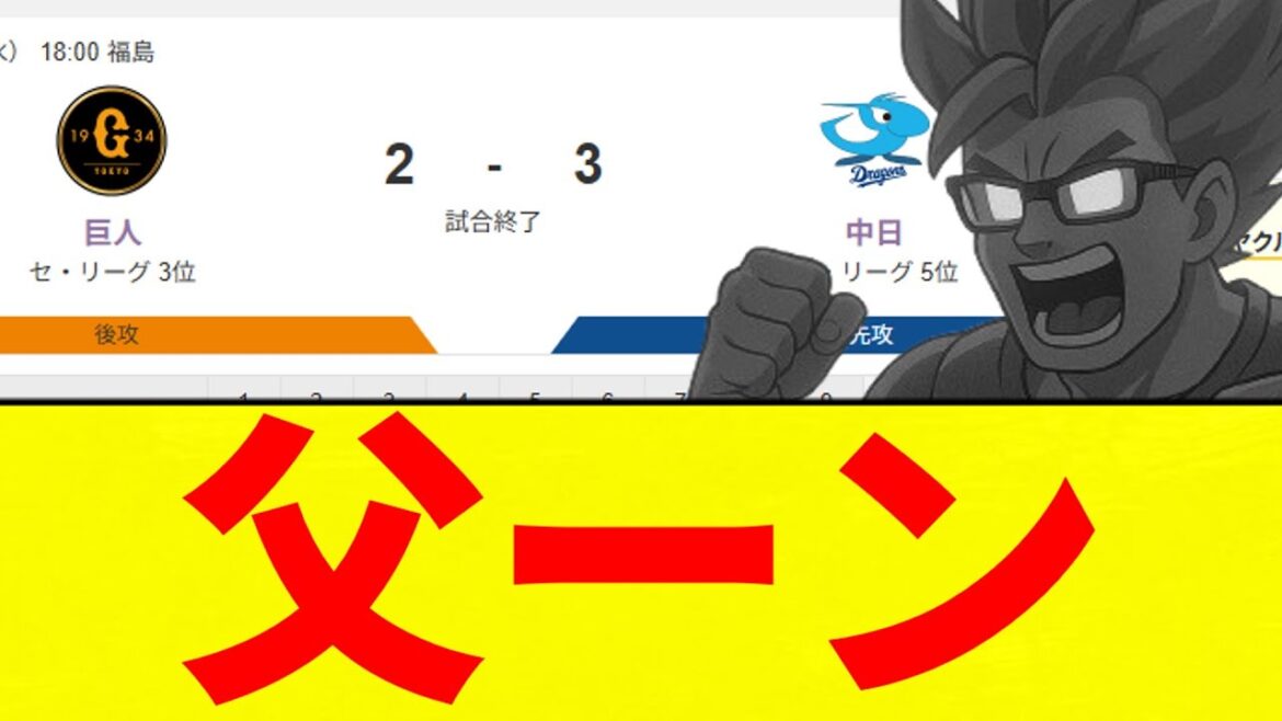 【SSGSS父】 巨人 逆転あほ草負け【プロ野球反応集】【2chスレ】【なんG】