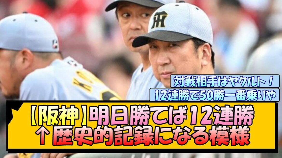 【阪神】明日勝てば12連勝←歴史的記録になる模様