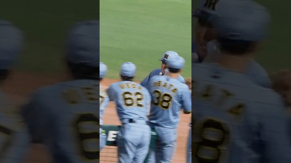 前川のタイムリーで生還した大山悠輔を迎える阪神ベンチ