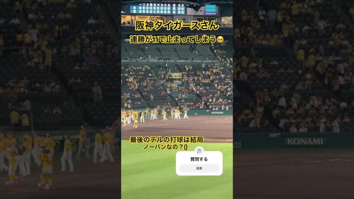 連勝が11で止まってしまう🥺 サトテルの打球のリクエストは認められず #北村拓己 #阪神タイガース #プロ野球 #甲子園