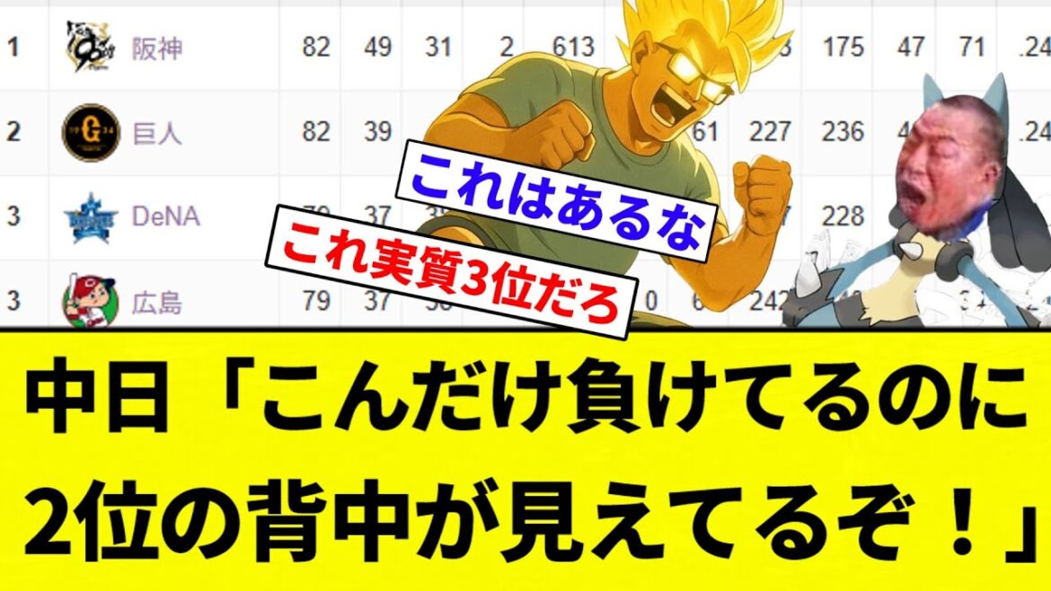 【※再アップ 2位いけるぞこれ】中日（34勝44敗）「あれ？これだけ負けてもまだ2位の背中が見えてる！」【プロ野球反応集】【2chスレ】【なんG】