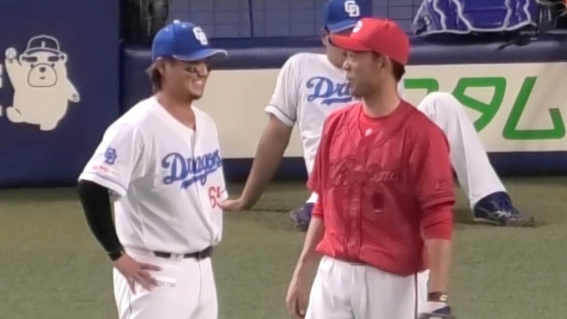 元西武の秋山翔吾と佐藤龍世が談笑！上林らも挨拶に！広島東洋カープvs中日ドラゴンズ 2025年7月11日