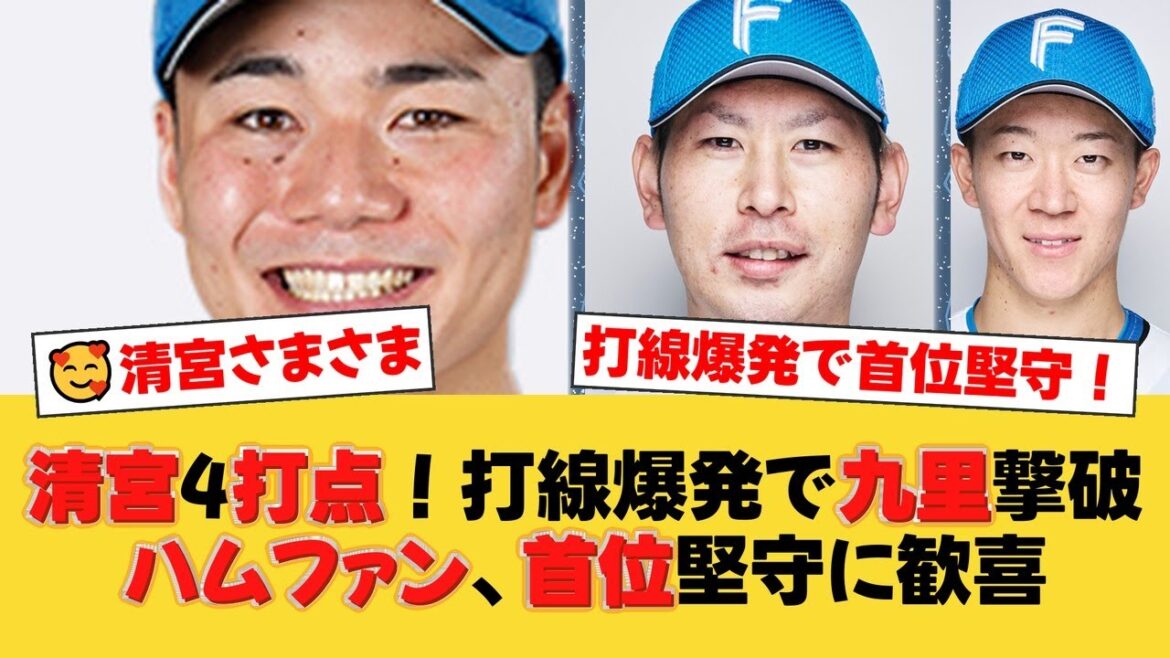 【打線爆発】清宮幸太郎が4打点の大暴れ！難敵・九里を攻略し日本ハムが首位堅守！加藤貴之は粘投で6勝目！【プロ野球ニュース】【日ハムファンの反応】【F速報】