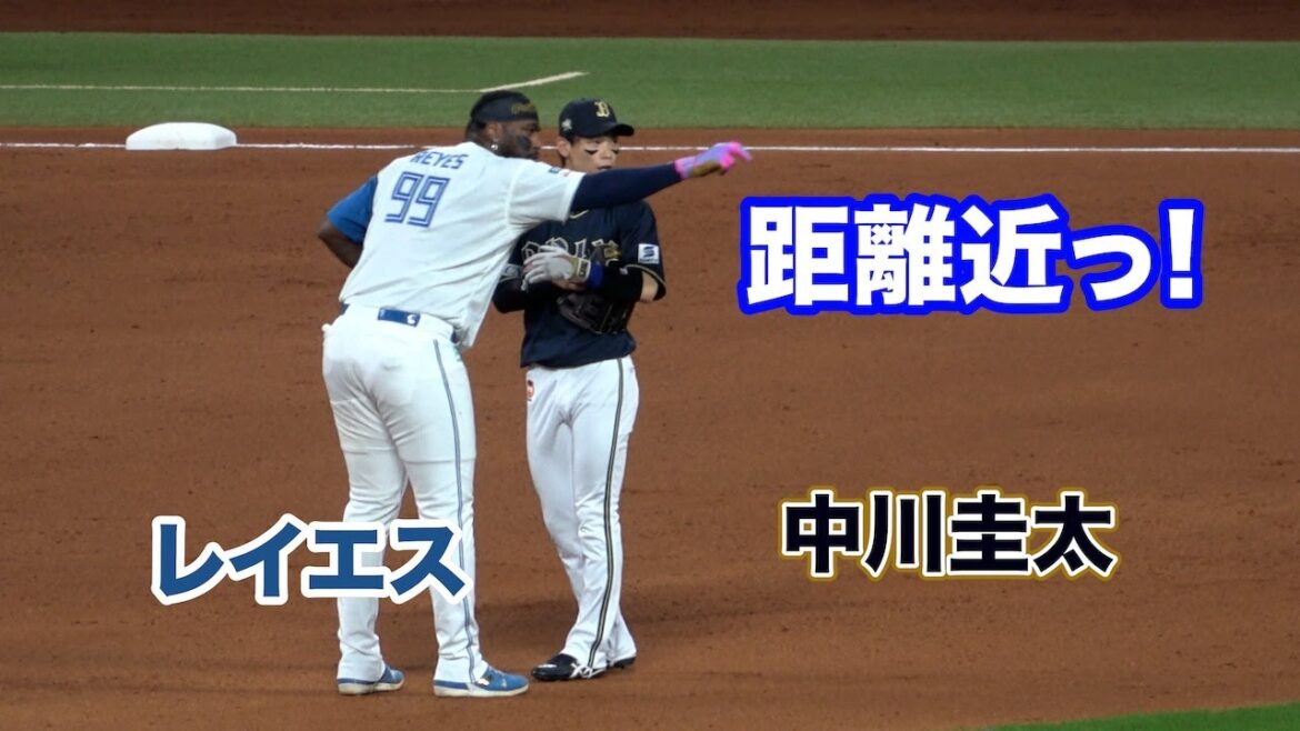 リプレー検証中、中川に対する怒りの抗議かと思いきや最後は笑顔でハイタッチ！ただ何かを熱弁していただけっぽいレイエス