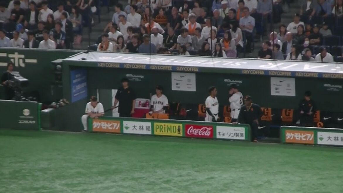 ベンチで準備するオコエ瑠偉や小林誠司（読売ジャイアンツ対 西武ライオンズ 2025年6月20日）