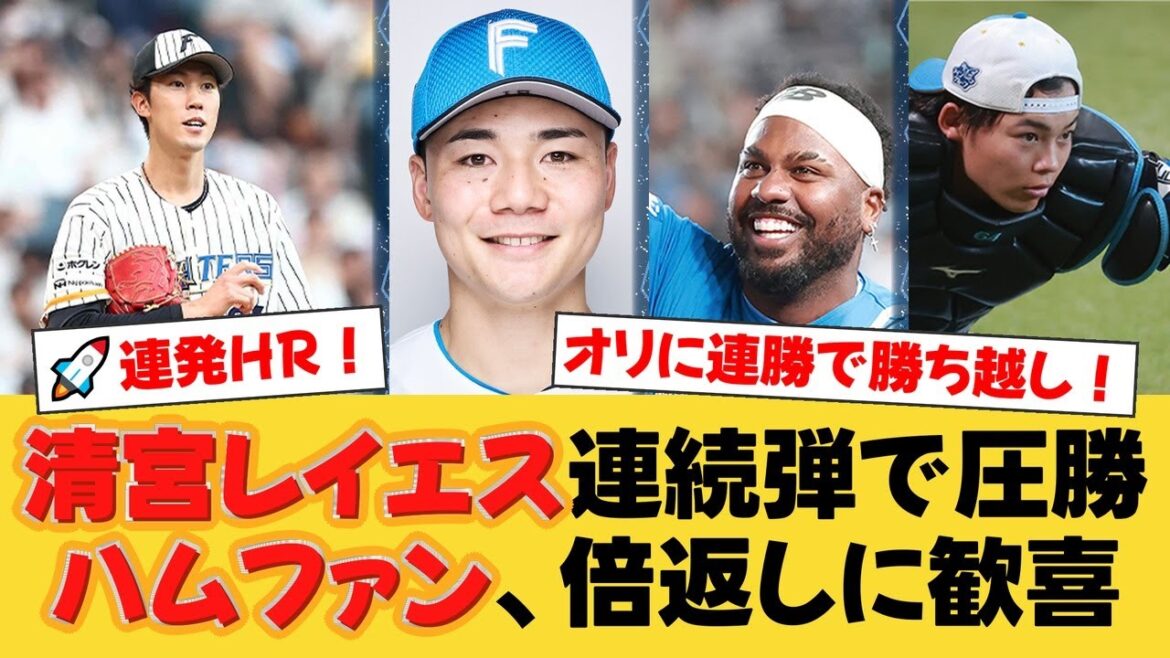 【2者連続弾】清宮幸太郎＆レイエスが豪快アベックHR！若き右腕・福島蓮は5回無失点でプロ初勝利！投打が噛み合いオリックスに連勝！【日ハムファンの反応】【F速報】