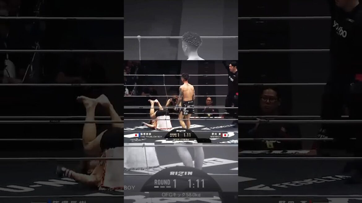 野田蒼(レオ疑惑ﾆｷ)、コロコロコミックばりの転げ方を披露してしまうｗｗ #篠塚辰樹  #雷神番外地 #RIZIN #มวย #đấmbốc #kickboxing #shorts