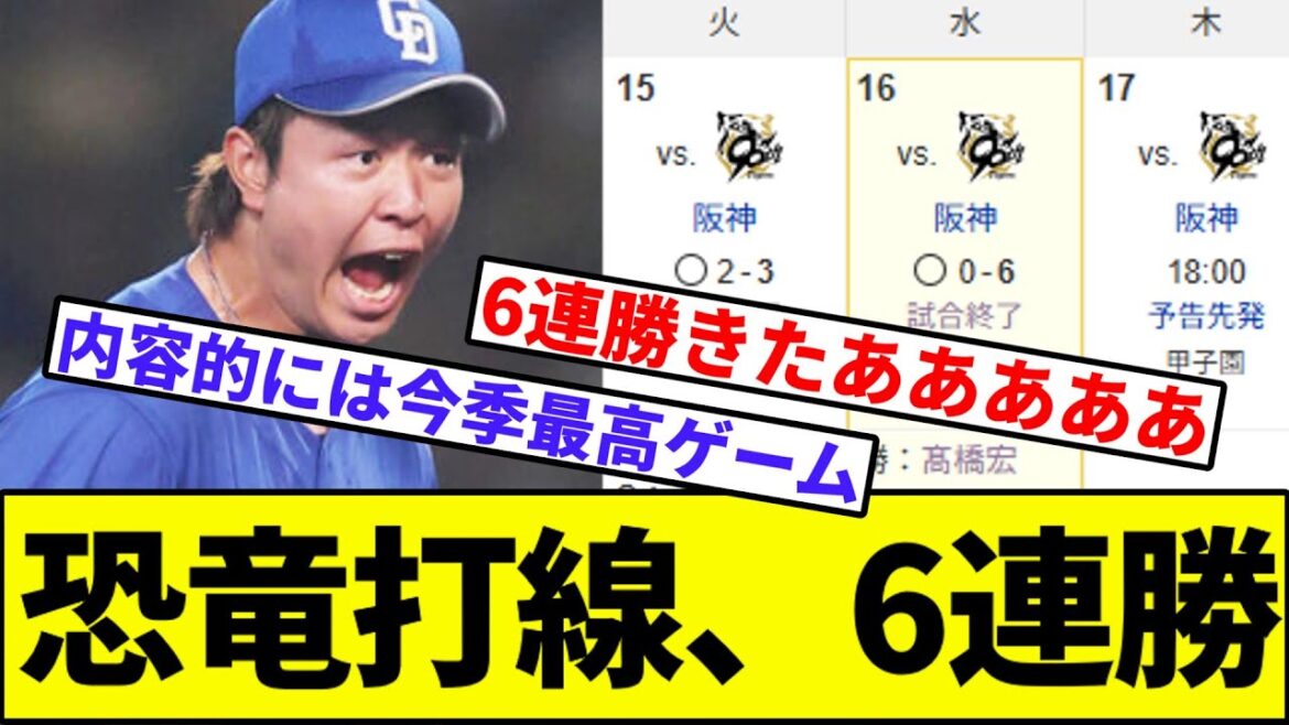 【甲子園で2連勝ってマジ！？！？】中日、大躍進6連勝！！！【なんJ反応】【なんG反応】【プロ野球反応集】【2chスレ】【5chスレ】【巨人】【阪神】【中日】【横浜】【ヤクルト】【カープ】【島本】