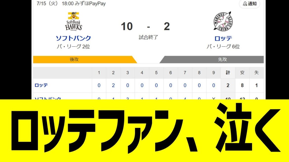 千葉ロッテマリーンズ、ソフバン打線にボコられ終わる