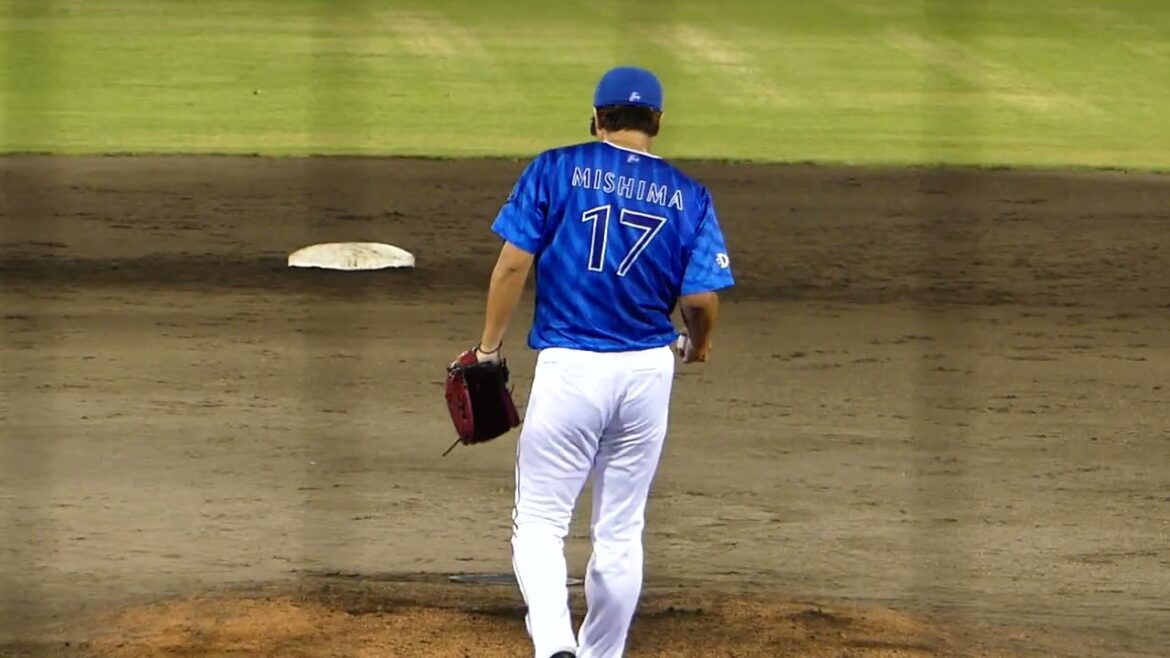 2025年7月9日 ファーム交流戦 くふうハヤテ戦・三嶋 一輝 投手の準備投球（ボールデッド中)