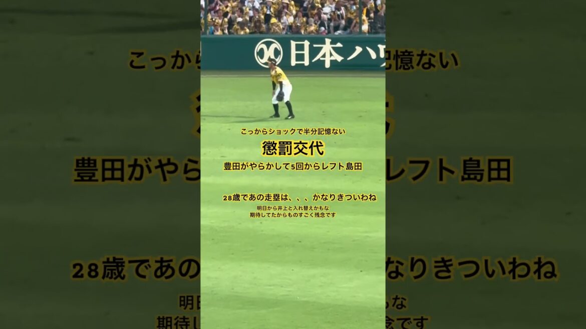 #豊田寛 絶望的走塁ミスで懲罰交代 #島田海吏 #阪神タイガース #プロ野球 #甲子園 辛い
