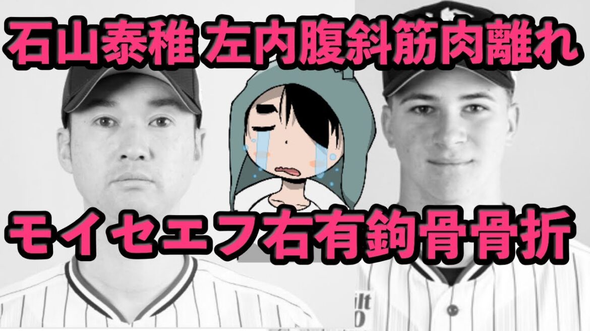 石山泰稚が左内腹斜筋の肉離れ、モイセエフが右有鉤骨体部疲労骨折