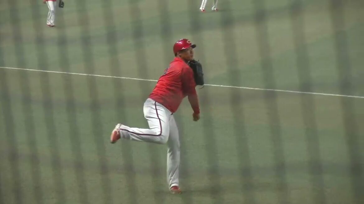 広島東洋カープ 坂倉将吾選手がワンバンキャッチ→送球の動作確認練習 2025/6/27 バンテリンドーム