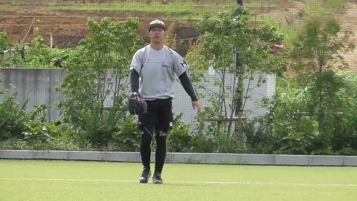 2025年7月18日 くふうハヤテ 田中 健二朗 投手と野村 裕樹 投手のキャッチボール風景