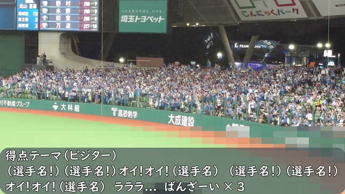 日本ハムファイターズ応援歌　チャンステーマ【ジンギスカン】→ビジター得点テーマ（歌詞付き）ベルーナドーム　2025.7.16