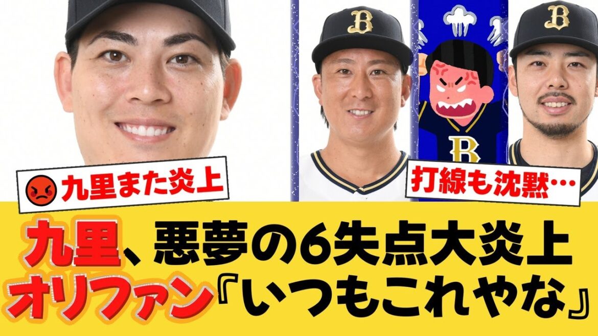 【大炎上】九里亜蓮、6回途中6失点で無念の降板…オリックスはロッテに零封負けで連勝ならず【オリックスファンの反応】【B速報】 【大炎上】九里亜蓮、6回途中6失点で無念の降板…オリックスはロッテに零封負けで連勝ならず【オリックスファンの反応】【B速報】