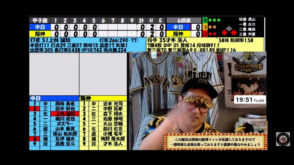 6回表　中日高橋にバントを決められて点を取られることを予言してしまう阪神YouTuber #阪神タイガース #阪神 #中日ドラゴンズ