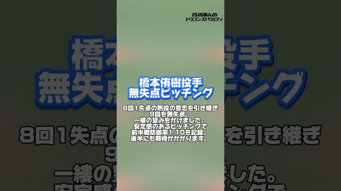 7/21 どらポジハイライト#dragons#中日ドラゴンズ#金丸夢斗　投手#橋本侑樹　投手#細川成也　選手#どらポジ#どらポジハイライト