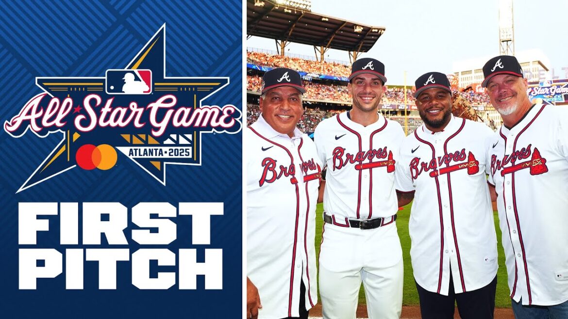 Braves legends Chipper Jones, Andruw Jones and Andres Galarraga throw 1st pitch before 2025 ASG! ⭐️